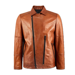 OEM chaqueta de bombardero de cuero informal para hombre con diseño de logotipo personalizado auténtica piel pura de talla grande al por mayor nueva colección - Product Image 4