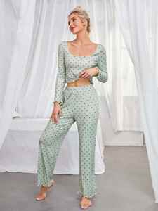 Pyjamas pour femmes, ensembles de nuit à pois, vêtements de nuit personnalisés, coton bambou, vente en gros, ensemble de pyjama pour femmes - Product Image 4