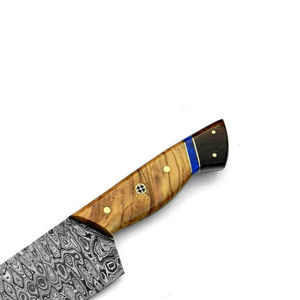 Cuchillo de Chef y Bowie de Acero Damasco, con Borde Serrado y Punta de Clip, Servicio OEM, Superventas - Product Image 5