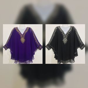 Caftan élégant à paillettes brodées caftan glamour grande taille perlé pour femmes prix d'usine robe courte de soirée chemisiers chemises - Product Image 2