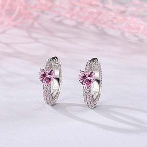 Pendientes de Aro de Plata de Ley con Corte Corazón y Circonita, Jeulia Enduring Radiance, para Fiesta - Product Image 4