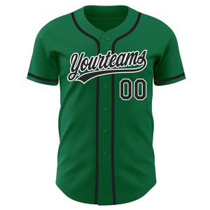 Maillot de baseball authentique noir-blanc vert Kelly personnalisé - Product Image 2