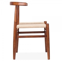 Chaise de salle à manger moderne pliable et empilable, style nordique, en bois de frêne massif avec corde tressée, finition brun foncé, pour la maison et les villas