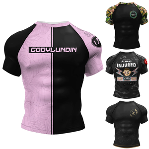 Camiseta de Rashguard de Manga Corta para Hombre, Diseño Popular Personalizado, Sublimación, Negra, Sin Gi, BJJ, Jiu Jitsu, para Peleas, BJJ, MMA - Product Image 1