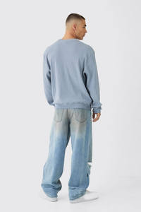 Sudadera de cuello redondo de gran tamaño 6XL 100% algodón Top acanalado polar gota hombro logotipo personalizado cremallera invierno Sudadera con capucha para - Product Image 2