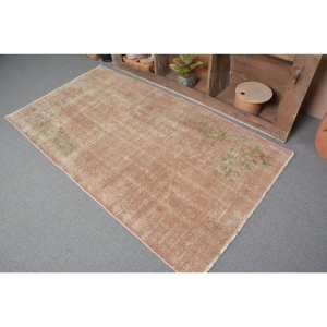 Tapis moderne en laine écologique brun vert 3,5 x 6,7 pieds, grand tapis classique en patchwork rectangulaire, style traditionnel, latex, salle à manger - Product Image 4