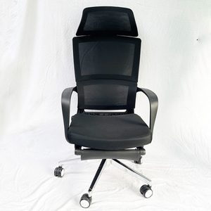MF742 Contemporary Reclining Office Chair Headrest <b>Footrest</b> Lift Style <b>Adjustable</b> Height Chrome Metal Fabric for Bedroom Use - Product Image 3