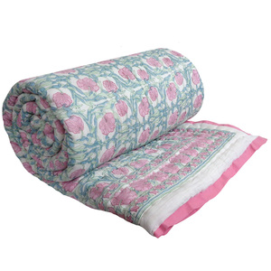 Latest Stylished Custom <b>Blanket</b> Indian Manufacturer Hand Block Printed Soft Cotton Voile Dohar Queen Size for Bulk Supply - Product Image 1