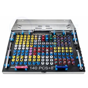 Kit de Instrumentos Quirúrgicos de Implantes Dentales de Acero Inoxidable Manual Universal, Caja de 140 Piezas, Herramientas Profesionales Completas para Cirugía de Implantes - Product Image 5