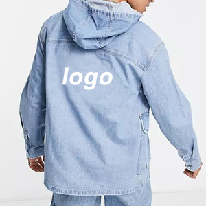 เสื้อสเวตเตอร์ผ้าฝ้าย100% ผสมมีฮู้ดสำหรับผู้ชายชุดวอร์มแนวสตรีทฤดูใบไม้ร่วงเสื้อมีฮู้ดผ้าเดนิมมีฮู้ดลายน้ำตา - Product Image 2