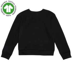 Sudadera de cuello redondo pesado de algodón orgánico para mujer negra, cuello alto, cremallera, corta, sudaderas con capucha para mujer y sostenible - Product Image 1