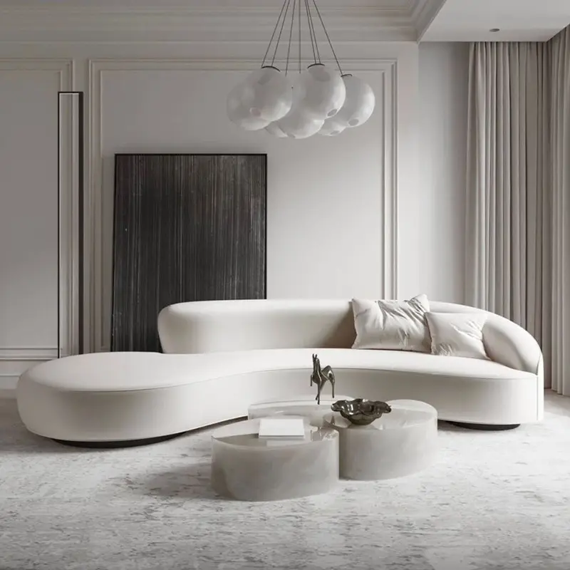 Nordischer Stil anpassen Größe Samt Stoff Luxus Sofas Schnitts ofa modernes gebogenes Sofa für Wohnzimmer