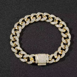 Cadena Cubana de 12 mm para Hombre, Diamante Moissanita, Oro Amarillo de 10K/Oro Blanco de Plata 925, Oro Rosa, Collar Hip Hop, Regalo de Boda - Product Image 1