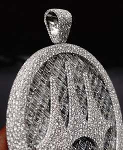 Pendentif rond en argent massif 925 de 2,5 pouces, ange personnalisé en moissanite avec sac à argent, chaîne hip-hop glacée - Product Image 3