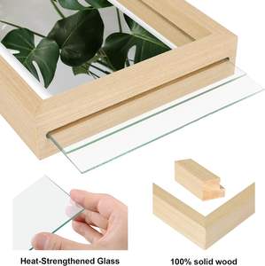 Ensemble de cadres flottants 11x14 de 2 cadres photo en verre double en bois massif Affichage de photos de toutes tailles jusqu'à 11x14 Support mural - Product Image 4