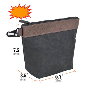 Premium Quality Waxed Canvas Tool Pouch | 4 Pack Heavy Duty Electrician <b>Bags</b> | Zipper Organizer Pouches with Metal <b>Clip</b> - Product Image 3