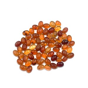 พลอยคาร์เนเลียนธรรมชาติ สีส้ม รูปไข่ แบบคาโบชอง  รับรองโดย IGI  มีสีสันเปลี่ยนแปลง/เปล่งประกาย สำหรับทำเครื่องประดับแฮนด์เมด ขนาด 5-15 มม. - Product Image 1