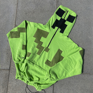 เสื้อฮู้ดดี้โอเวอร์ไซส์แบบแพทช์เวิร์คสำหรับผู้ชาย ตกแต่งด้วยลายปักสไตล์พังก์ สตรีทแวร์ ทรงปกติ ผ้าฟลีซสำหรับฤดูหนาว กันน้ำ เป็นมิตรกับสิ่งแวดล้อม - Product Image 3