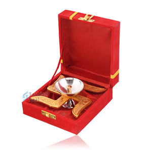 Smart Fashion Deal Welded Gold-Plated Brass Swastik Design <b>Red</b> <b>Box</b> Tableware Traditional Modern for Home Wedding Business Gifts - Product Image 5