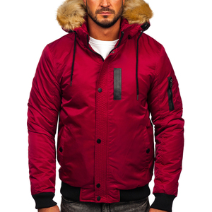 Chaqueta acolchada informal de gran tamaño cálida de nailon de Color sólido brillante de talla grande granate, chaquetas acolchadas de invierno para hombre con logotipo personalizado de nuevo diseño - Product Image 1