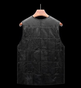 Chaleco de Cuero Genuino para Hombre, Grueso y Cálido, para Otoño e Invierno, de Piel de Oveja, Impermeable y Resistente al Viento, con Cuello en V - Product Image 5