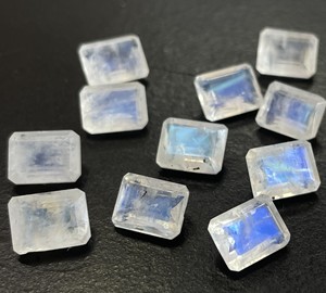 Piedra lunar natural arcoíris Octagon Cut 10x12mm facetado-Good Blue Flashy Buena calidad Piedra preciosa suelta - Product Image 5