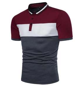 Vêtements de sport pour hommes en gros, chemise de golf en tissu large respirant à rayures anti-rides, patchwork, logo personnalisé - Product Image 3
