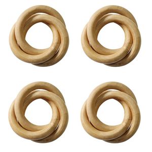 Rond de serviette en bois classique pour la décoration de table à manger quotidienne avec un design simple et élégant en bois naturel rustique - Product Image 5