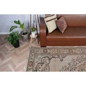 พรมวินเทจสไตล์ตุรกี ขนาด 5.9x8.8 ฟุต พรมลายดอกไม้สีน้ำตาลเทา - Product Image 2