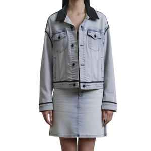 ชุดเสื้อแจ็กเก็ตผ้าฝ้าย100% ระบายอากาศเปิดไหล่สำหรับผู้หญิงชุดกางเกงยีนส์สำหรับฤดูใบไม้ผลิฤดูใบไม้ร่วงฤดูร้อนงานตามสั่ง - Product Image 2