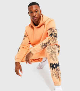 Parche bordado desgastado, chándal para hombre, Sudadera con capucha y cremallera, pantalones acampanados, chándal, conjunto de pantalones de chándal y Sudadera con capucha lavados con ácido Unisex - Product Image 1