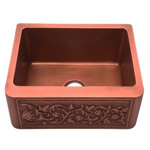 Évier de cuisine décoratif en cuivre au design artisanal martelé pour rénovation de cuisine de ferme projets d'intérieur rustique moderne - Product Image 1