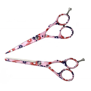 Ciseaux amincissants de coiffeur professionnel Ciseaux à cheveux en acier rose de haute qualité Poignée en céramique Marque privée personnalisée pour les professionnels - Product Image 4