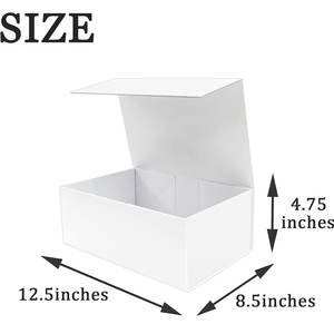 <b>Large</b> <b>Gift</b> <b>Box</b> for Present, 12.5 X 8.5 X 4.75 Inches, White <b>Gift</b> <b>Box</b> with Magnetic Lid, Collapsible <b>Gift</b> <b>Box</b> with Ribbons - Product Image 2