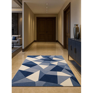 Alfombra Moderna de Lana con Diseño Azul, Hecha a Mano, para Decoración del Hogar, Regalo de Navidad para Sala de Estar, Uso en Picnic, Alta Calidad - Product Image 3