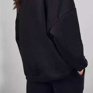 Ecológico tejido no tejido transpirable para la temporada de invierno Eco mujer nueva moda manga larga Color sólido sudaderas con capucha con forro polar - Product Image 5