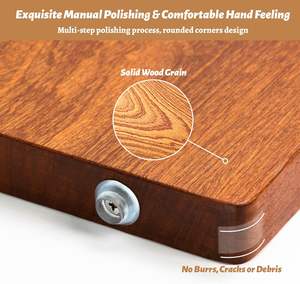 Tabla de cortar de madera Sapele para carne, tabla de cortar de madera dura entera de una pieza con mango de acero inoxidable, grano de borde - Product Image 4