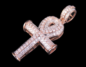 Plata de Ley VVS Moissanite 1,5 CT diamante redondo Cruz cristiana colgante joyería fina estilo religioso pequeño chapado en oro rosa - Product Image 3