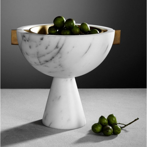 Piédestal en marbre noir moderne bol à fruits fait à la main en pierre naturelle pièce maîtresse décorative bol de service pour la maison cuisine table à manger - Product Image 4