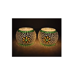 Vente en gros porte-bougie en verre mosaïque Votive pour décoration de balcon Design élégant porte-lumière en T meilleur pour noël - Product Image 2