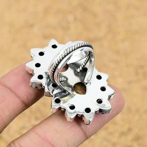 Bague Dahlia Turquoise & Rose faite à la main en laiton d'huître épineuse rose naturelle multicolore pour cadeau de fiançailles pour elle - Product Image 4