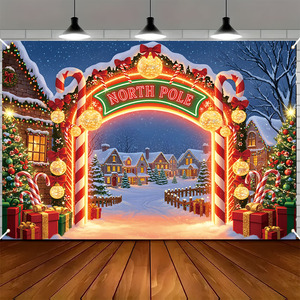 Pancarta navideña de 180x110cm, guirnalda de estilo rústico, diseño de muñeco de nieve, decoración festiva <span class=keywords><strong>para</strong></span> el hogar y el jardín, escena invernal multiusos, portátil - Product Image 4