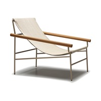 Fauteuil lounge d'extérieur avec structure en métal peint, accoudoirs en bois d'Iroko, fabriqué en Italie