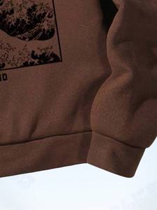 เสื้อฮู้ดวินเทจสำหรับผู้ชายเสื้อกันหนาวขนแกะใส่สบายสำหรับผู้ชายเสื้อมีฮู้ดผ้าคอตตอน100% ยกโลโก้ทำ - Product Image 6