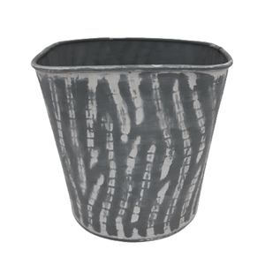 Jardinière carrée décorative en métal gris avec finition blanche antique Look élégant pour les fournitures de jardin Décoration intérieure et extérieure - Product Image 1