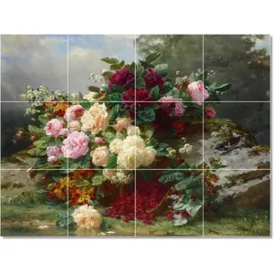 ภาพจิตรกรรมฝาผนังกระเบื้องดอกไม้ PT22978 24x32 (12) 8x8 Jean Baptiste - Product Image 1