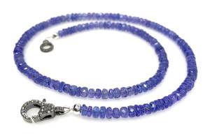 Natural <b>Tanzanite</b> Beads Necklace <b>Tanzanite</b> Rondelle Beads Necklace Gifts for Her Strands Beads Necklace for Engagement Gift - Product Image 5