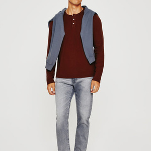 Camiseta Henley Casual de Manga Larga para Hombre, Personalizable con Logotipo, Talla Grande, Transpirable, Ajustada, de Algodón y Fibra de Bambú - Product Image 2