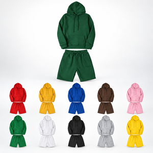 Urban Comfort Summer Casual Hoodies and <b>Shorts</b> <b>Set</b> 100% Cotton Smooth Texture Relaxed Shape Fashion Appeal - Product Image 5