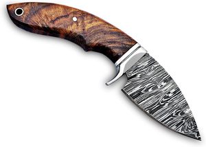 Couteau à lame fixe en acier damas fabriqué à la main avec gaine en cuir Couteau de cow-boy avec support OEM Chasse en plein air Camping - Product Image 4